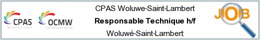 Offres d'emploi - Responsable Technique h/f - Woluwé-Saint-Lambert